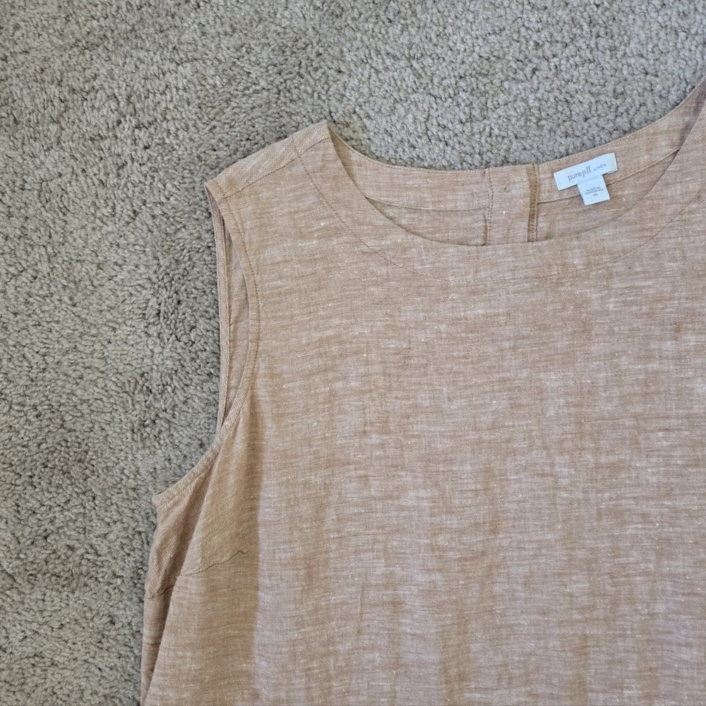 Pure Jill 100% Linen A Line Maxi Dress  Sable Sleeveless Pockets‎ Lagenlook XL - Picture 11 of 15